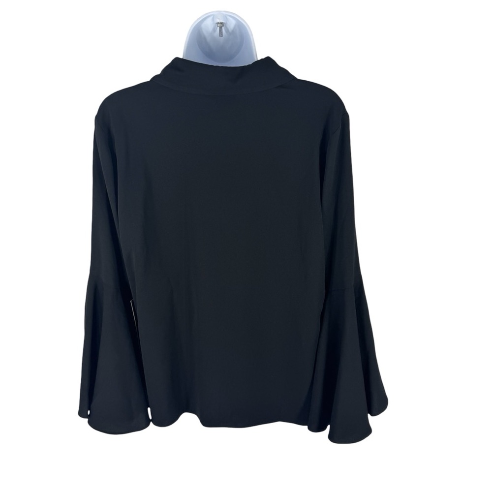 Tuckernuck NEW Black Norah Bell Sleeve Collared Button Down Blouse Top Size L - Picture 7 of 9